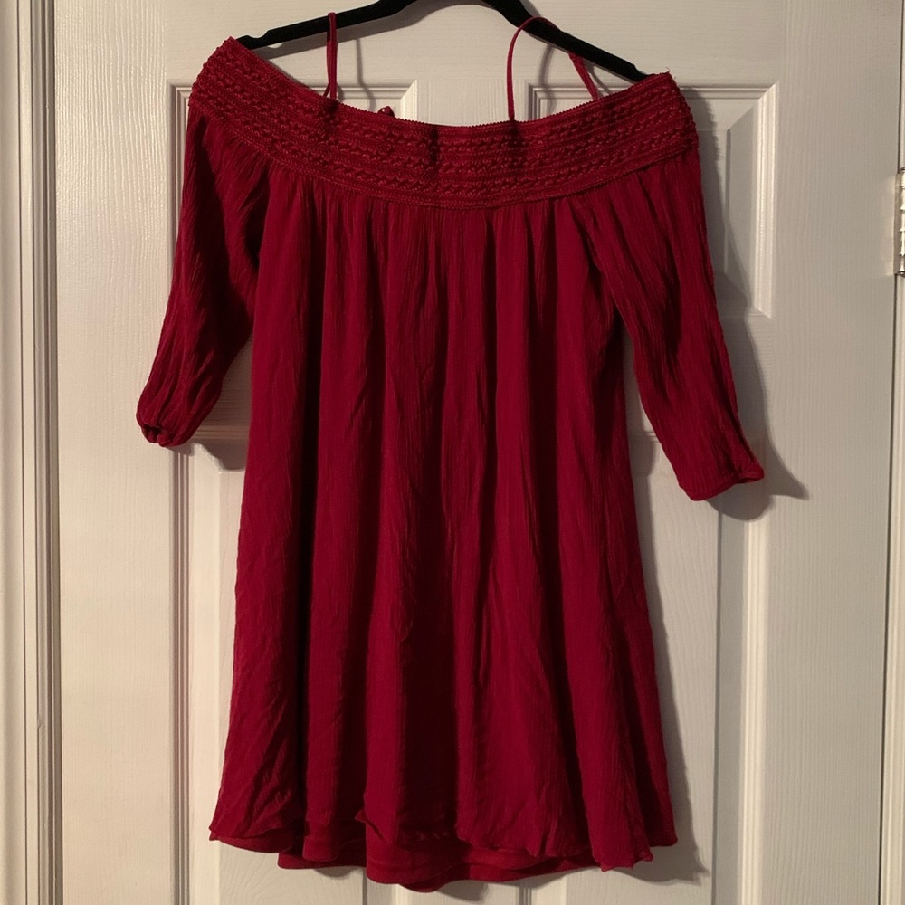 red off the shoulder dress